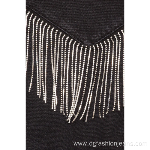 Designer Jackets Rhinestone Fringe Tassel Formal Jean Jacket